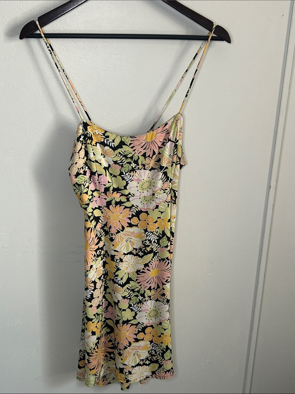 Miss Selfridge Retro Floral Spaghetti Strap Slip Dress - Size 2